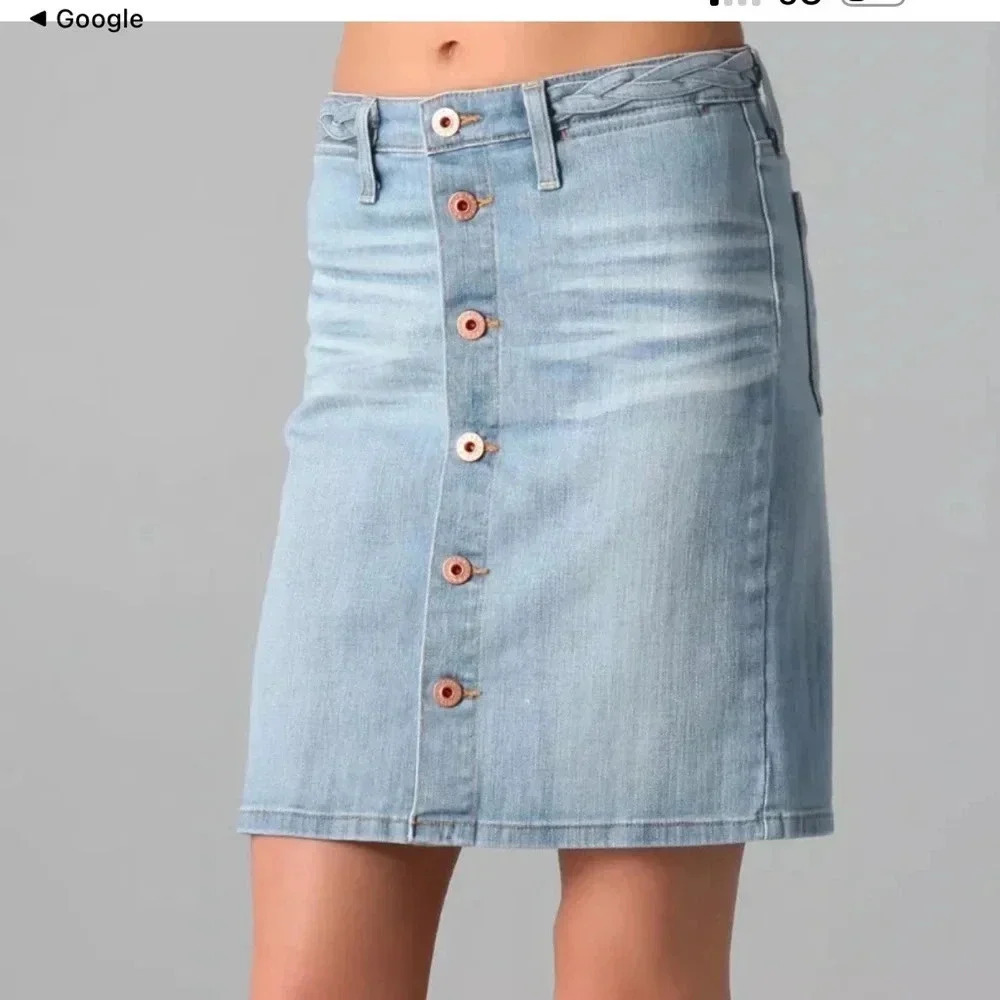 AG ADRIANO GOLDSCHMIED womens Lula braided light wash denim pencil skirt